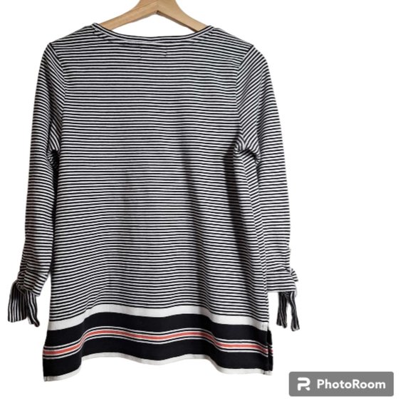 Liz Claiborne Weekend Striped Tunic Top With Ties on the Wrists Size Medium - Picture 5 of 7